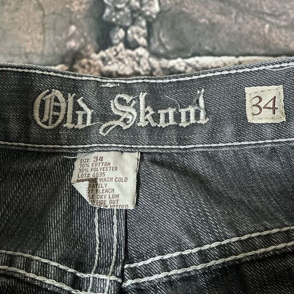 Vintage Old Skool Jeans Mens 34x32 Gray Wide Leg Baggy Hip Hop Skater Y2K Pants - Picture 11 of 16